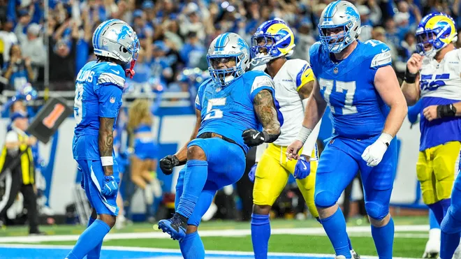 detroit lions player celbrating